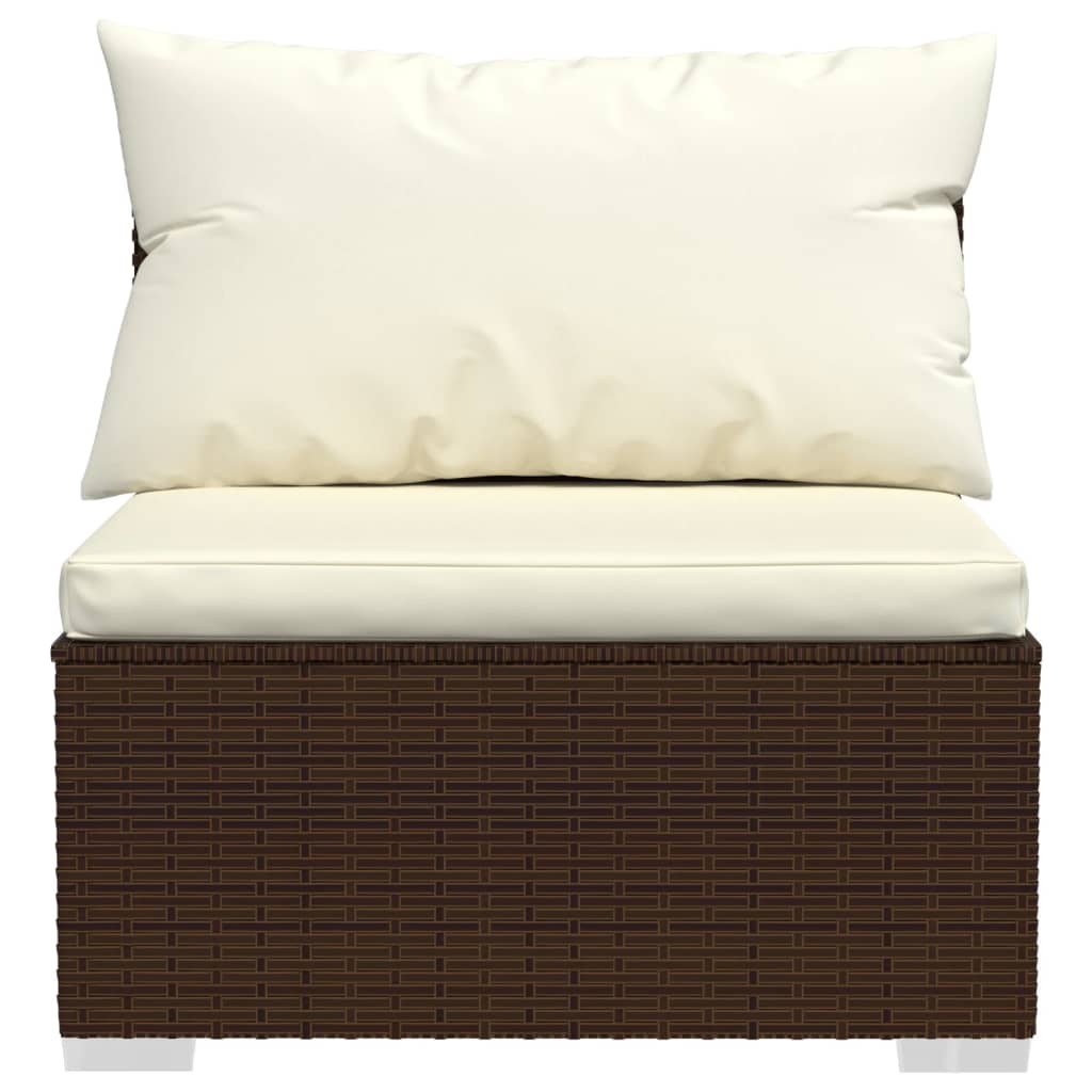 6-tlg. Garten-Lounge-Set mit Kissen Poly Rattan Braun - Pazzar.ch