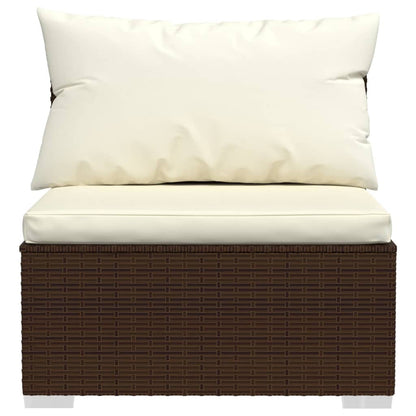 6-tlg. Garten-Lounge-Set mit Kissen Poly Rattan Braun - Pazzar.ch