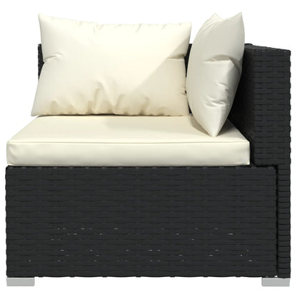 6-tlg. Garten-Lounge-Set mit Kissen Poly Rattan Schwarz - Pazzar.ch