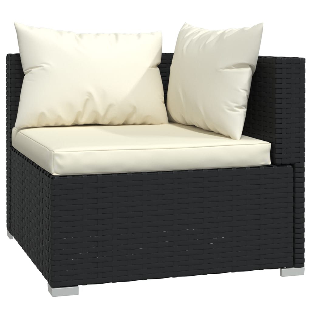 6-tlg. Garten-Lounge-Set mit Kissen Poly Rattan Schwarz - Pazzar.ch