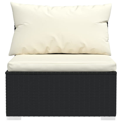 6-tlg. Garten-Lounge-Set mit Kissen Poly Rattan Schwarz - Pazzar.ch