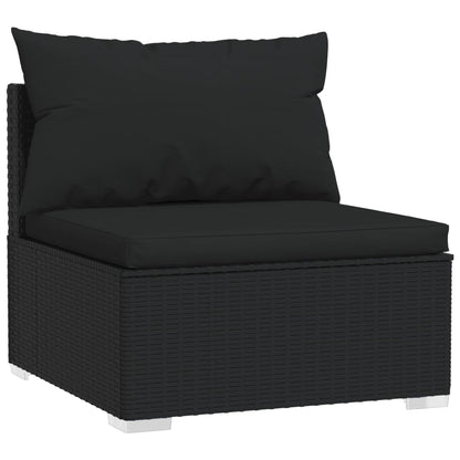 6-tlg. Garten-Lounge-Set mit Kissen Poly Rattan Schwarz - Pazzar.ch