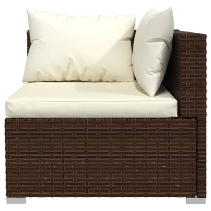 6-tlg. Garten-Lounge-Set mit Kissen Poly Rattan Braun - Pazzar.ch