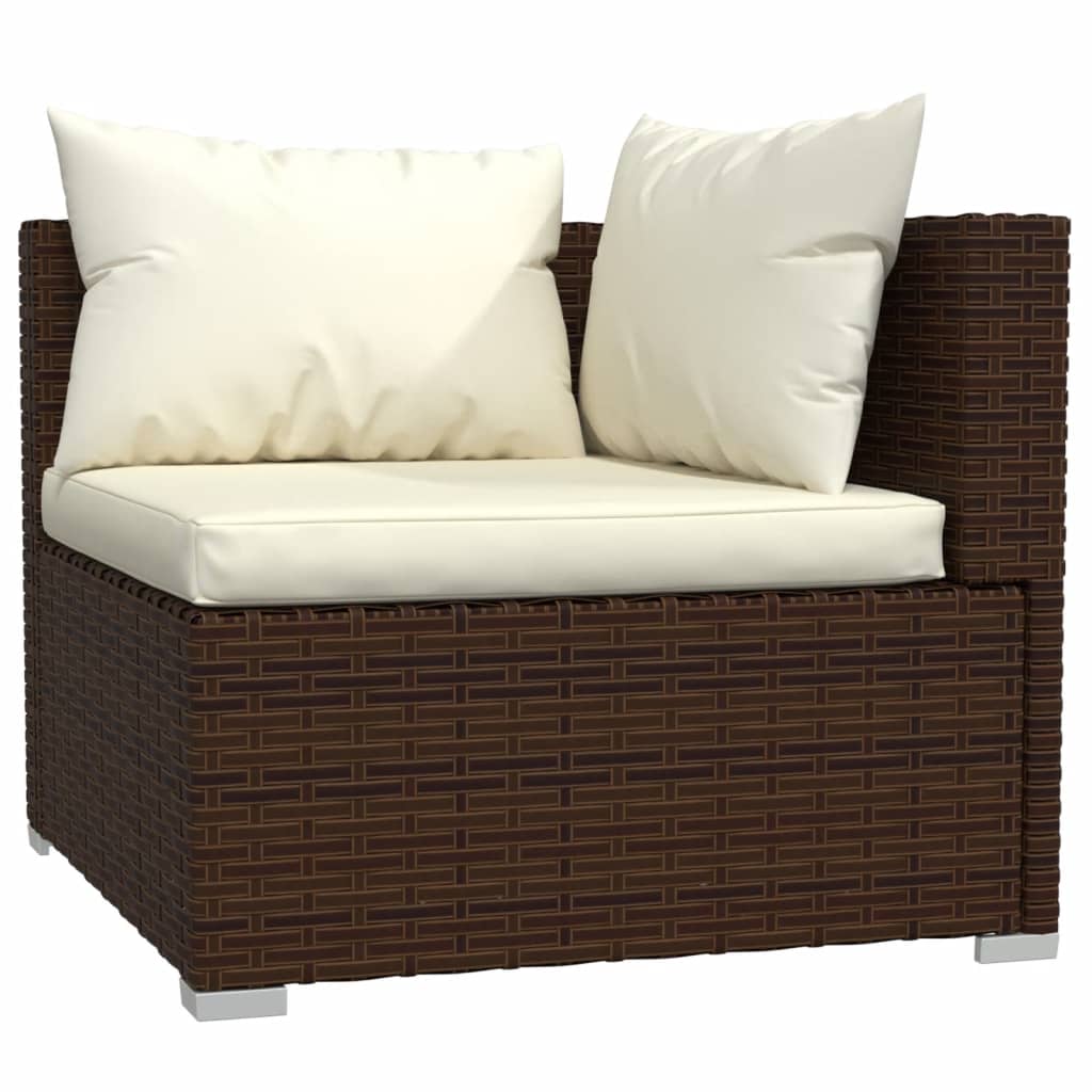 6-tlg. Garten-Lounge-Set mit Kissen Poly Rattan Braun - Pazzar.ch