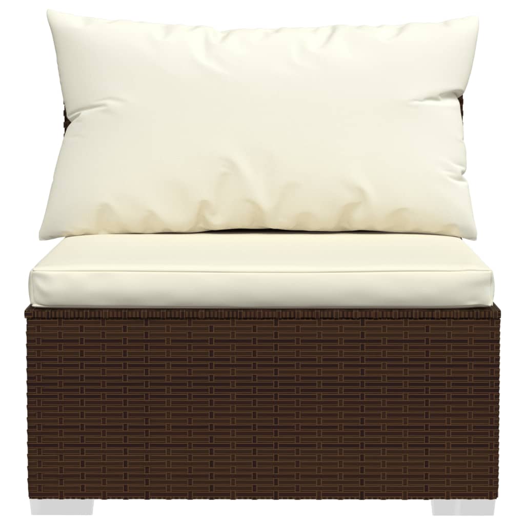 6-tlg. Garten-Lounge-Set mit Kissen Poly Rattan Braun - Pazzar.ch