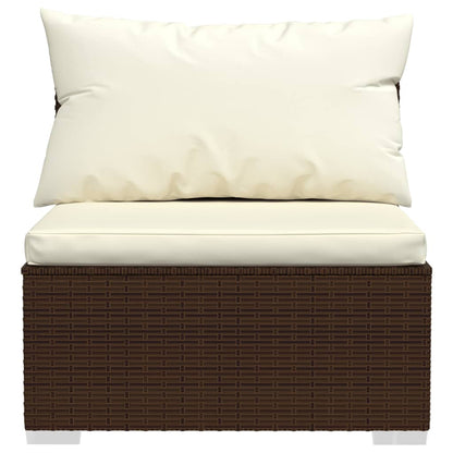 6-tlg. Garten-Lounge-Set mit Kissen Poly Rattan Braun - Pazzar.ch