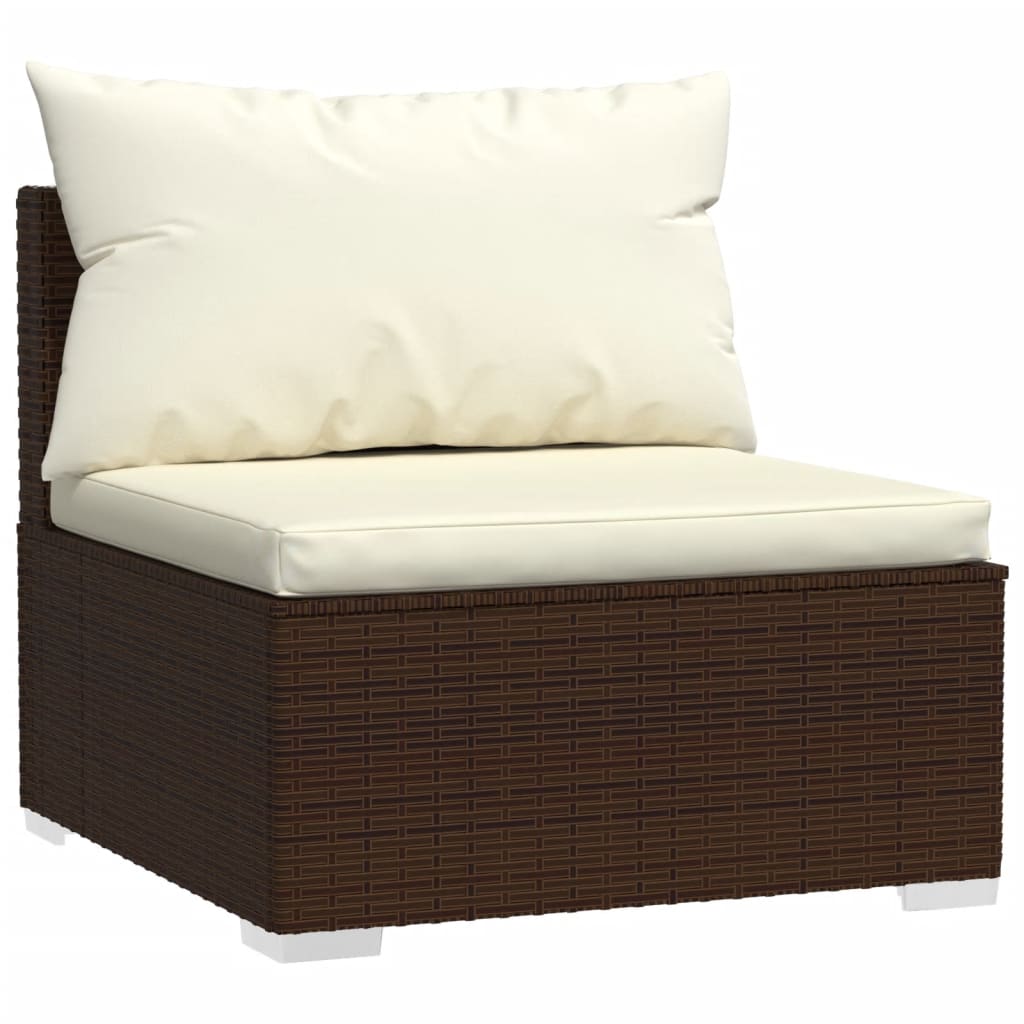 6-tlg. Garten-Lounge-Set mit Kissen Poly Rattan Braun - Pazzar.ch