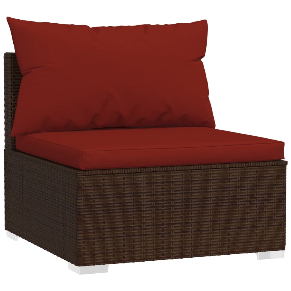 9-tlg. Garten-Lounge-Set mit Kissen Braun Poly Rattan - Pazzar.ch