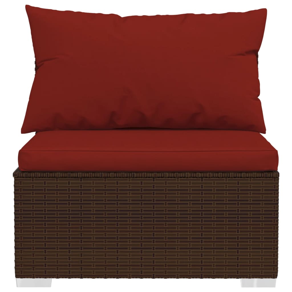9-tlg. Garten-Lounge-Set mit Kissen Braun Poly Rattan - Pazzar.ch