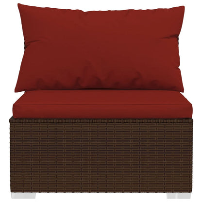 9-tlg. Garten-Lounge-Set mit Kissen Braun Poly Rattan - Pazzar.ch
