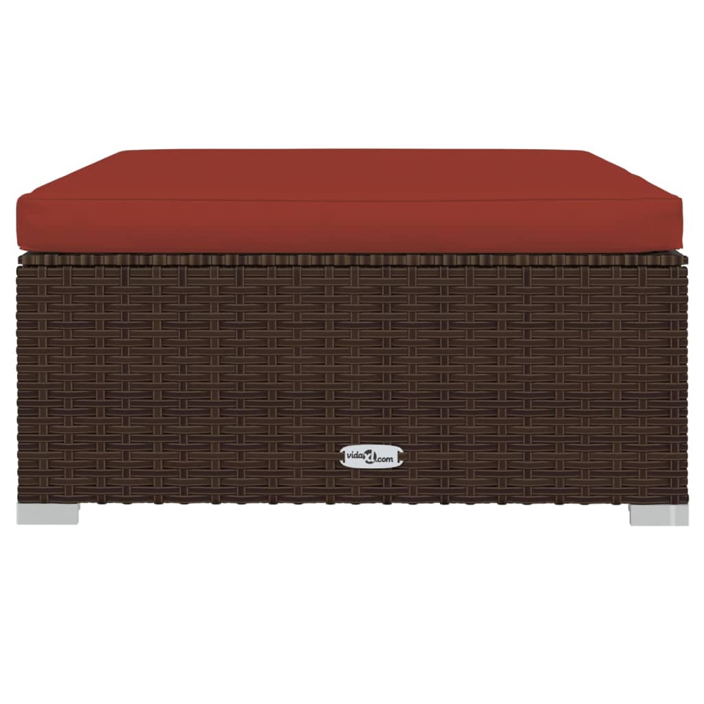 9-tlg. Garten-Lounge-Set mit Kissen Braun Poly Rattan