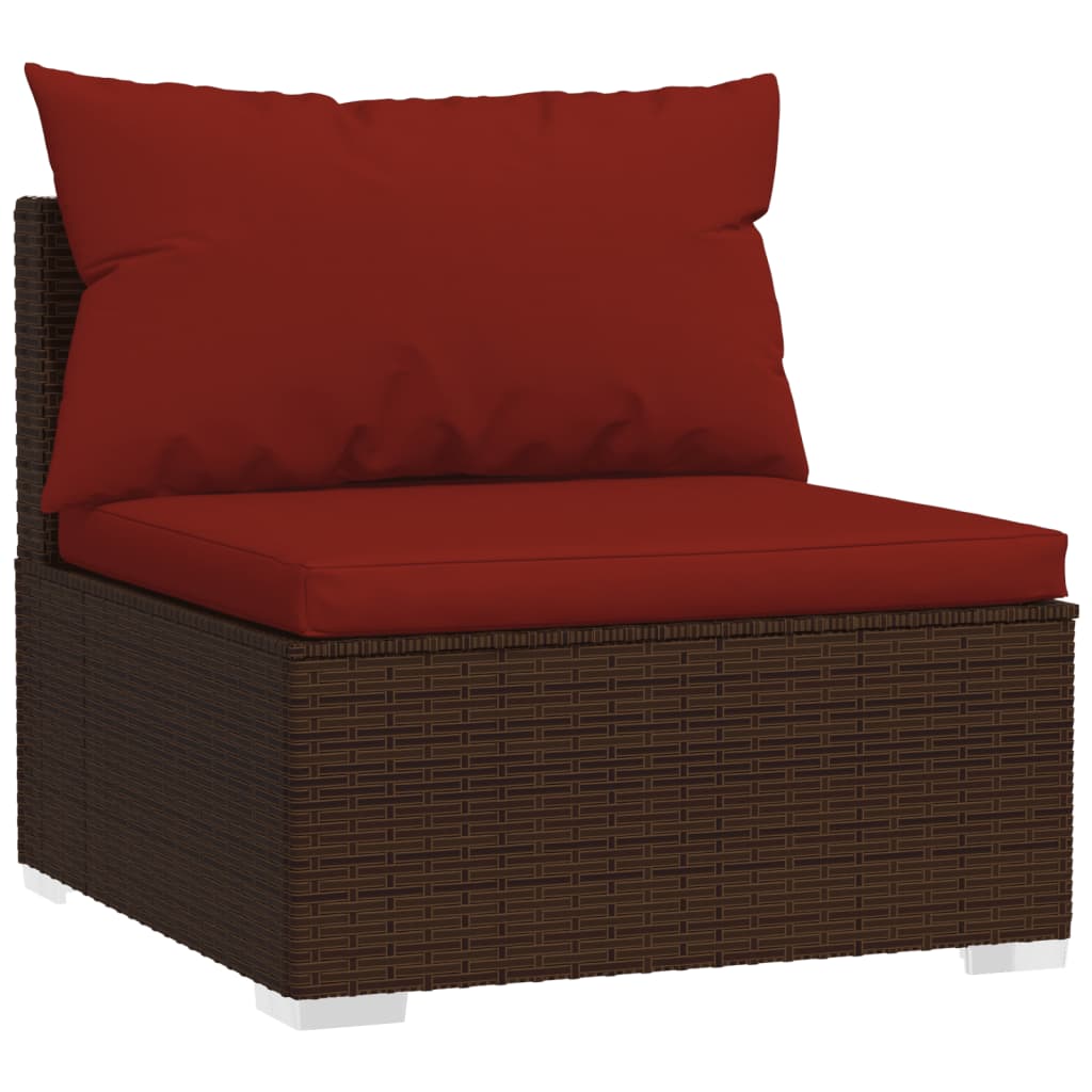 10-tlg. Garten-Lounge-Set mit Kissen Braun Poly Rattan - Pazzar.ch
