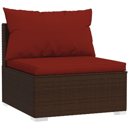 10-tlg. Garten-Lounge-Set mit Kissen Braun Poly Rattan - Pazzar.ch