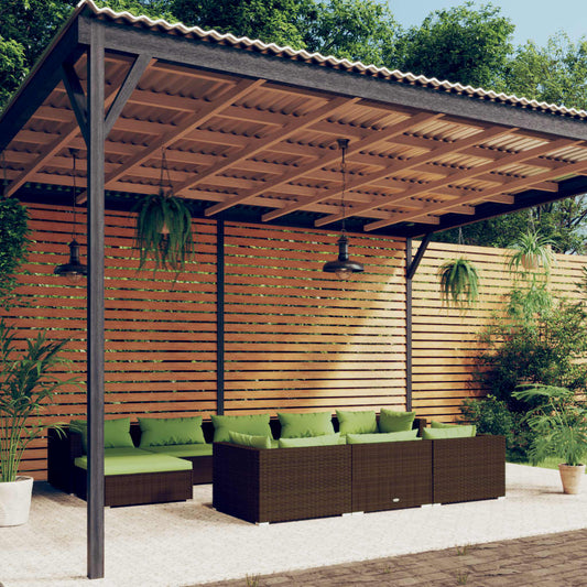 10-tlg. Garten-Lounge-Set mit Kissen Braun Poly Rattan - Pazzar.ch
