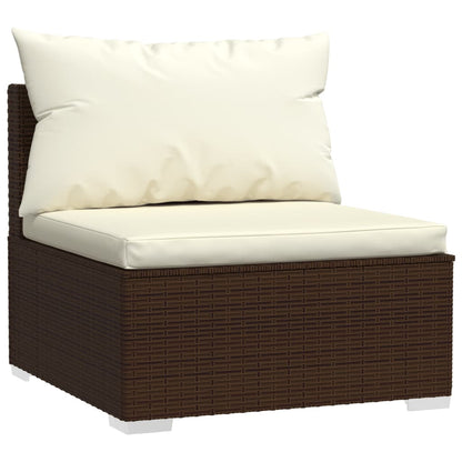 4-tlg. Garten-Lounge-Set mit Kissen Poly Rattan Braun - Pazzar.ch