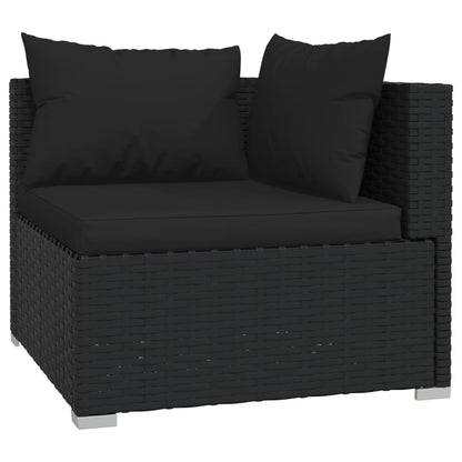 6-tlg. Garten-Lounge-Set mit Kissen Poly Rattan Schwarz - Pazzar.ch