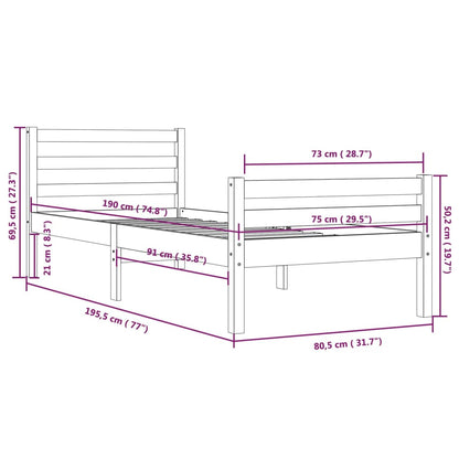 Massivholzbett Honigbraun 75x190 cm - Pazzar.ch