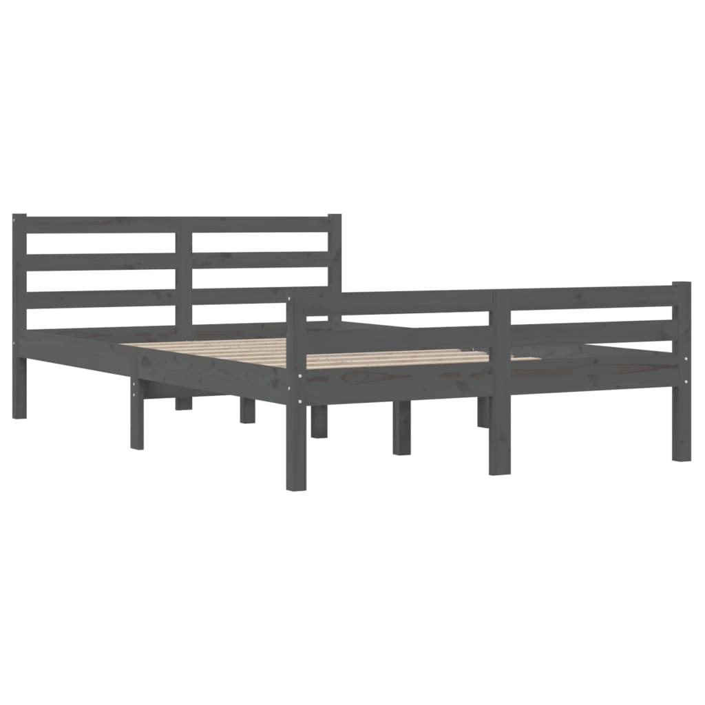 Massivholzbett Grau 140x190 cm - Pazzar.ch