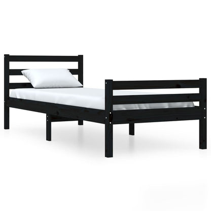 Massivholzbett Schwarz 90x200 cm - Pazzar.ch