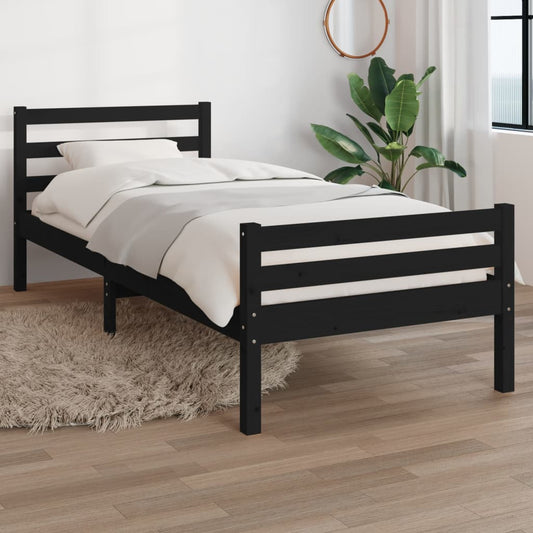 Massivholzbett Schwarz 100x200 cm - Pazzar.ch