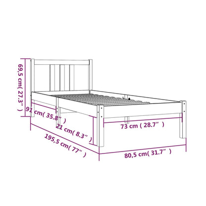 Massivholzbett Honigbraun 75x190 cm - Pazzar.ch