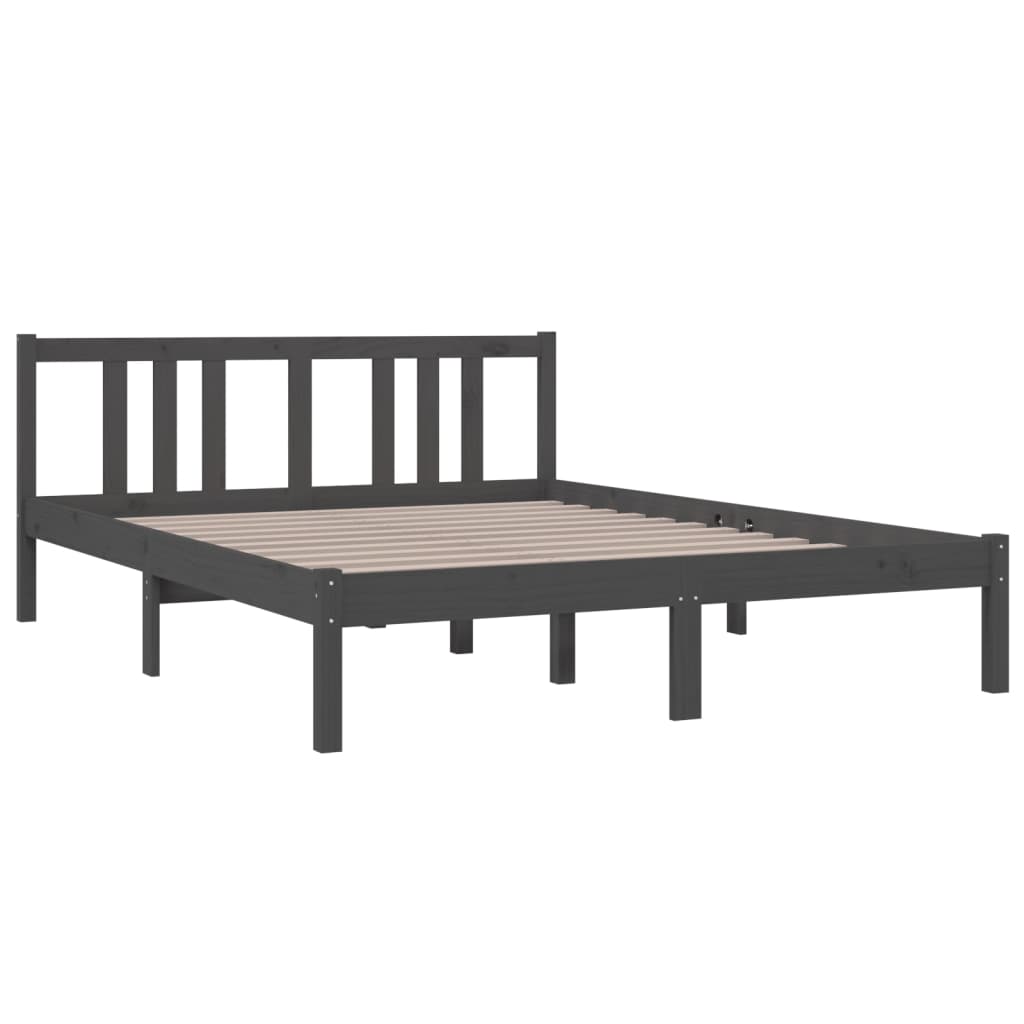 Massivholzbett Grau 140x190 cm - Pazzar.ch