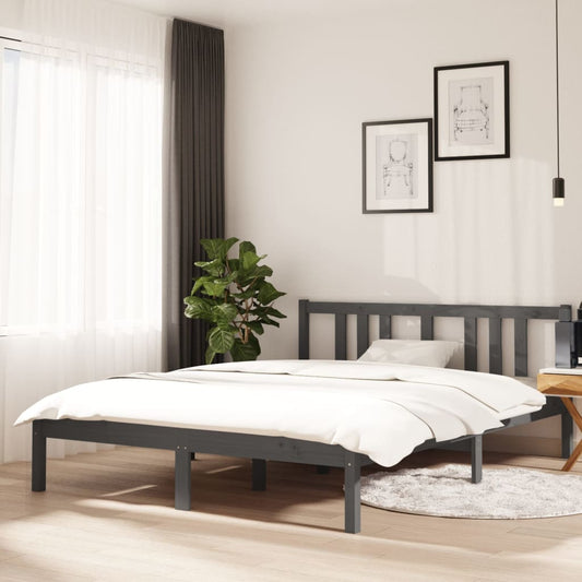 Massivholzbett Grau 140x190 cm - Pazzar.ch