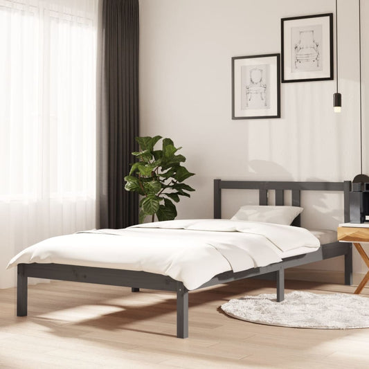 Massivholzbett Grau 100x200 cm - Pazzar.ch