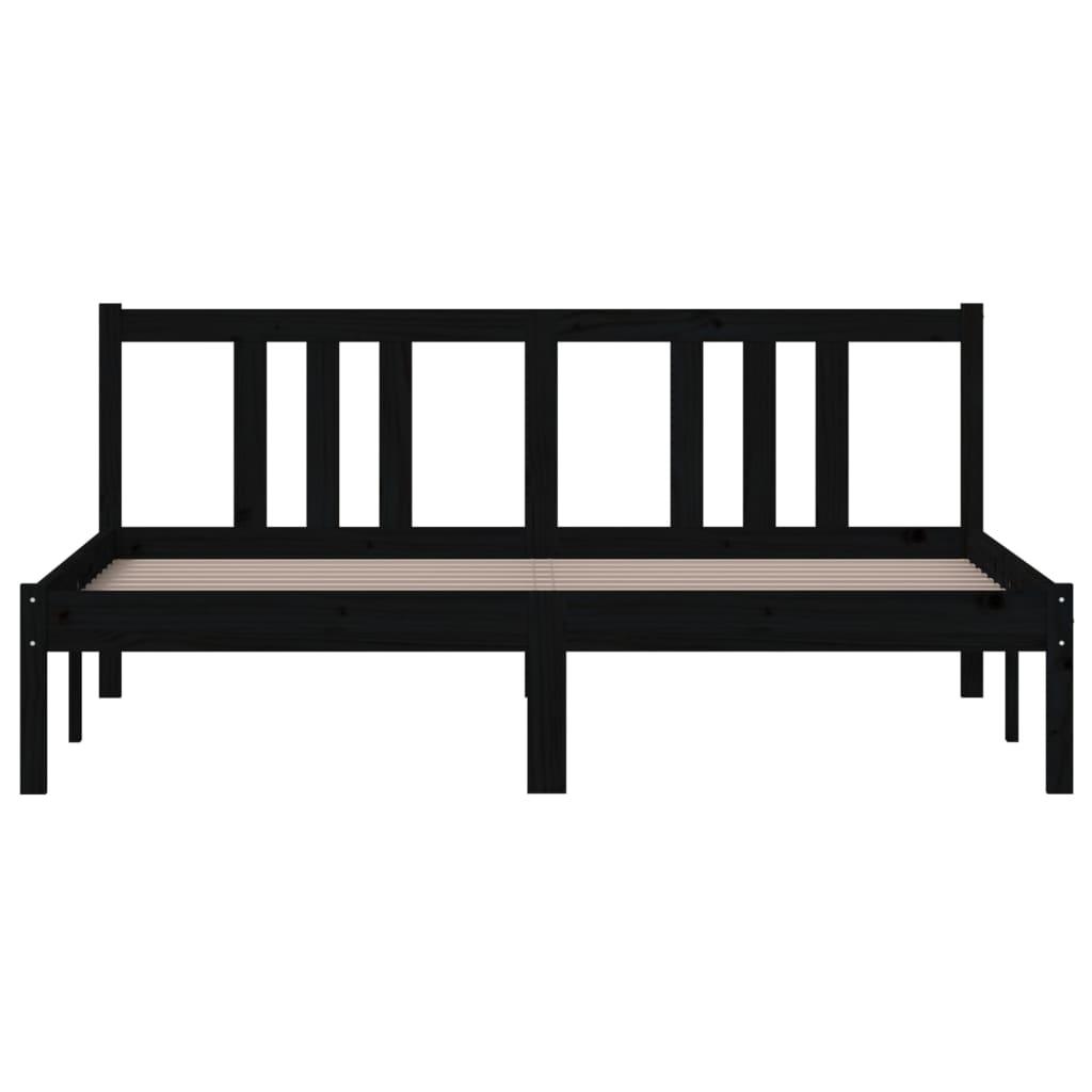 Massivholzbett Schwarz 150x200 cm - Pazzar.ch