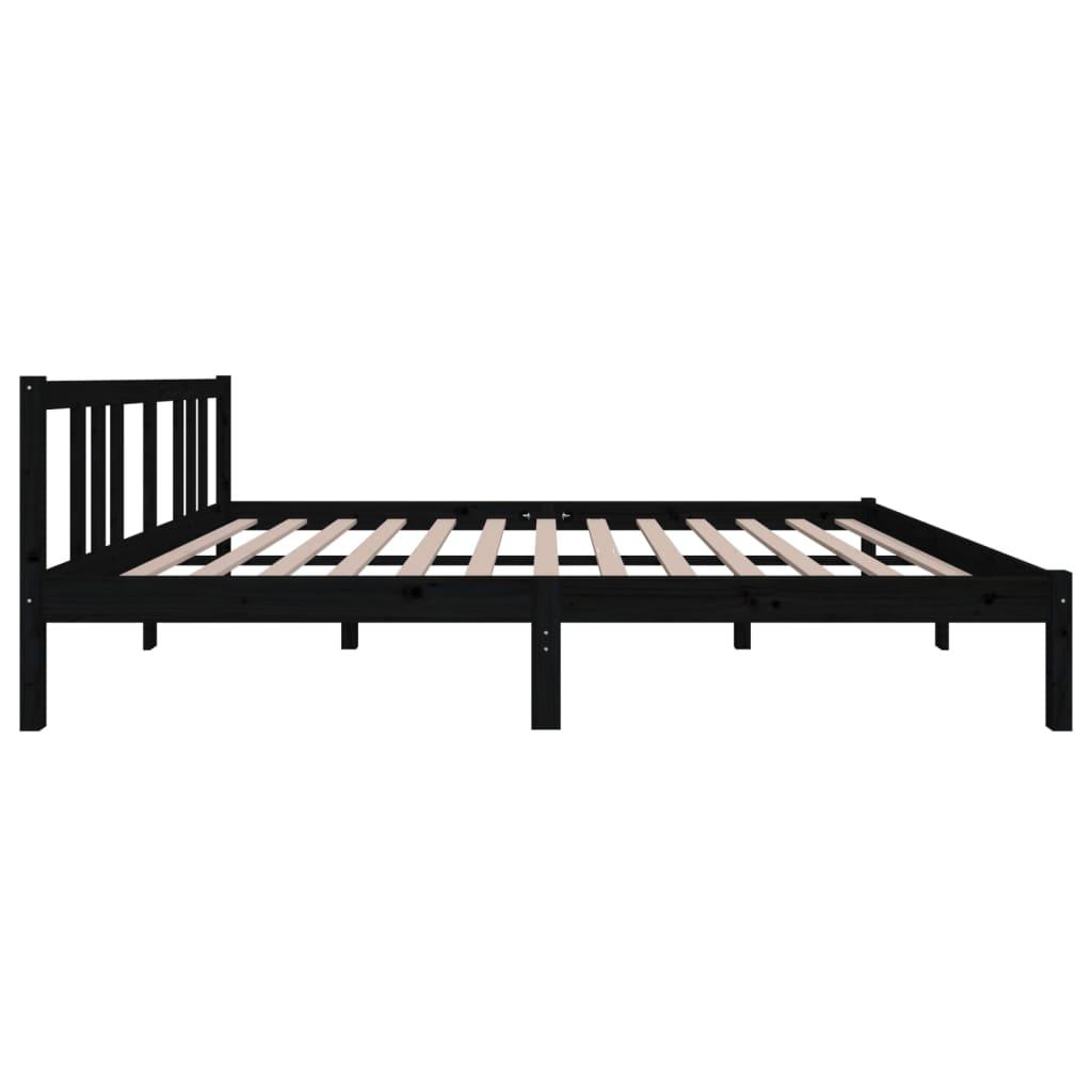 Massivholzbett Schwarz 150x200 cm - Pazzar.ch