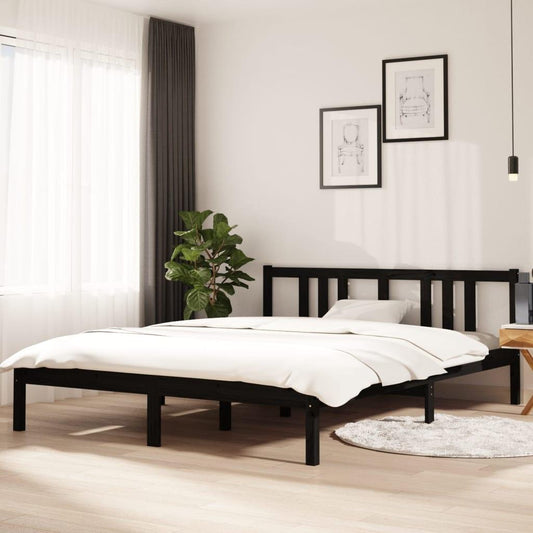 Massivholzbett Schwarz 150x200 cm - Pazzar.ch