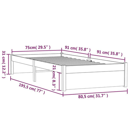 Massivholzbett Grau 75x190 cm - Pazzar.ch