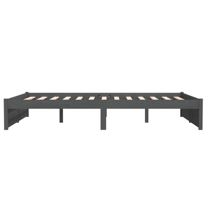 Massivholzbett Grau 135x190 cm - Pazzar.ch
