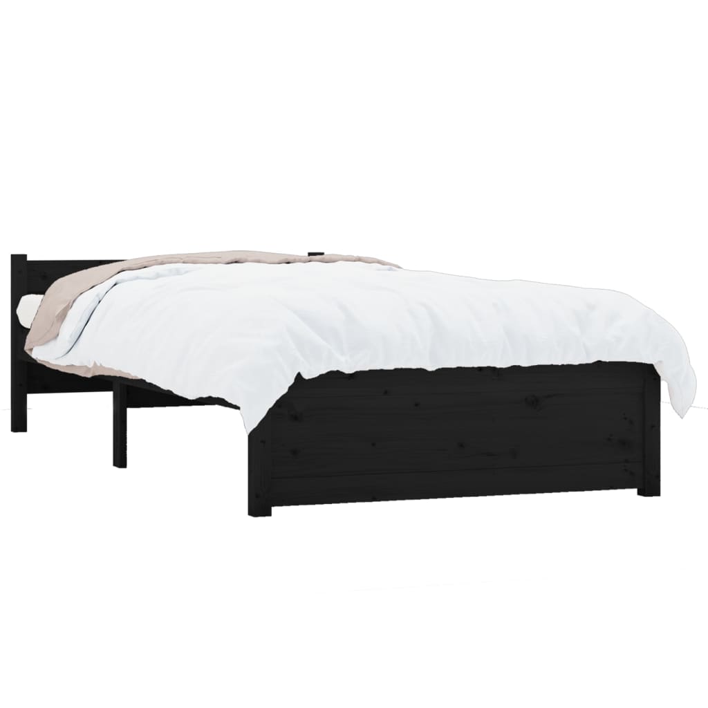 Massivholzbett ohne Matratze Schwarz 75x190 cm