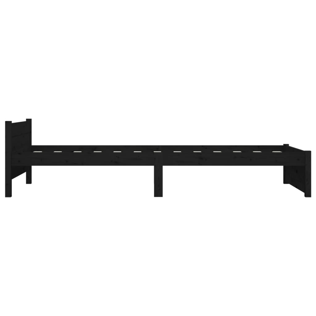 Massivholzbett ohne Matratze Schwarz 75x190 cm