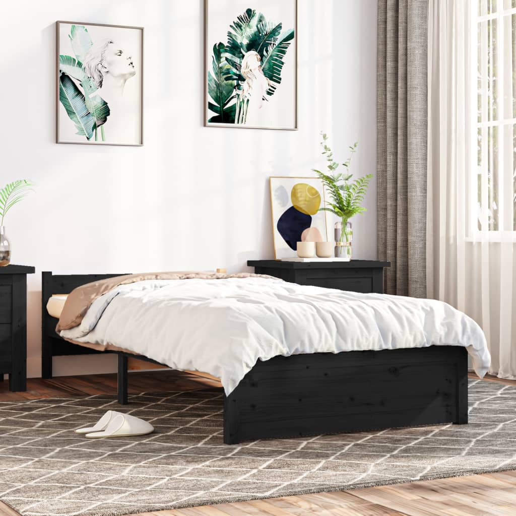 Massivholzbett Schwarz 75x190 cm - Pazzar.ch