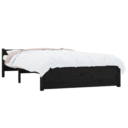 Massivholzbett Schwarz 135x190 cm - Pazzar.ch