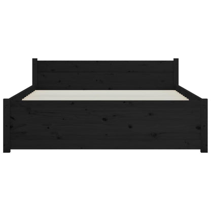 Massivholzbett Schwarz 135x190 cm - Pazzar.ch