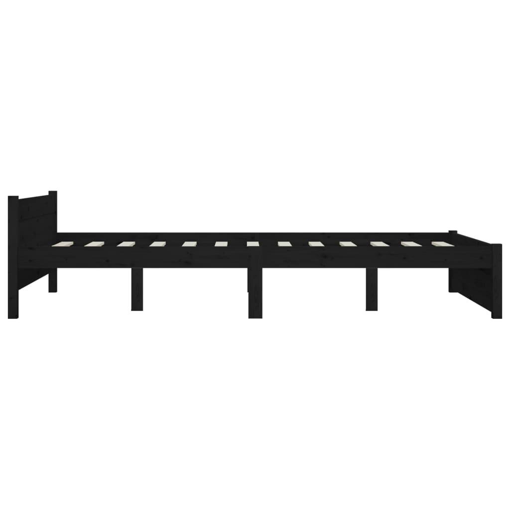 Massivholzbett Schwarz 135x190 cm - Pazzar.ch