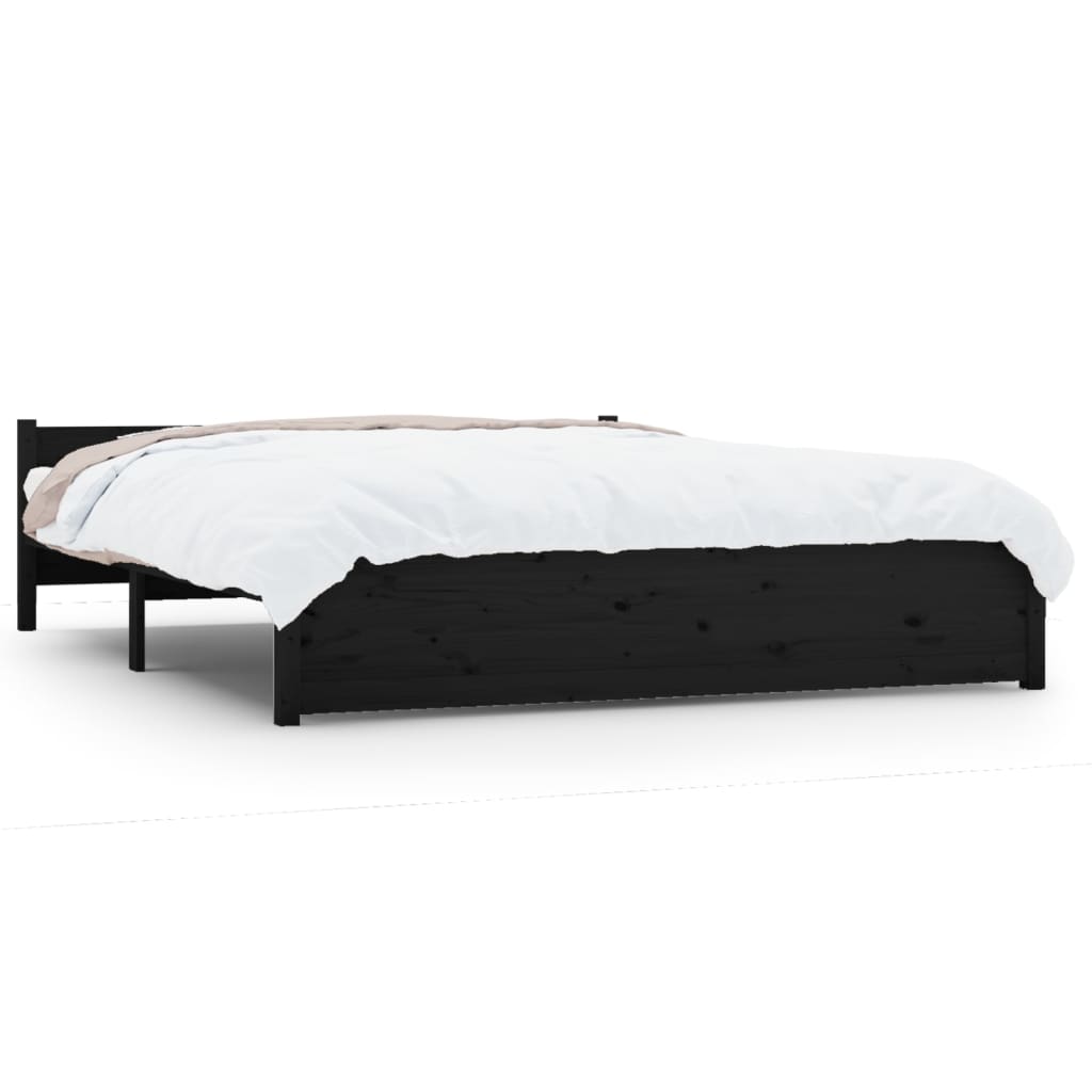 Massivholzbett Schwarz 140x190 cm - Pazzar.ch