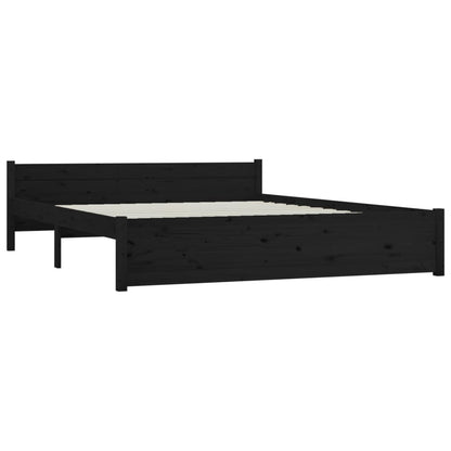 Massivholzbett Schwarz 140x190 cm - Pazzar.ch