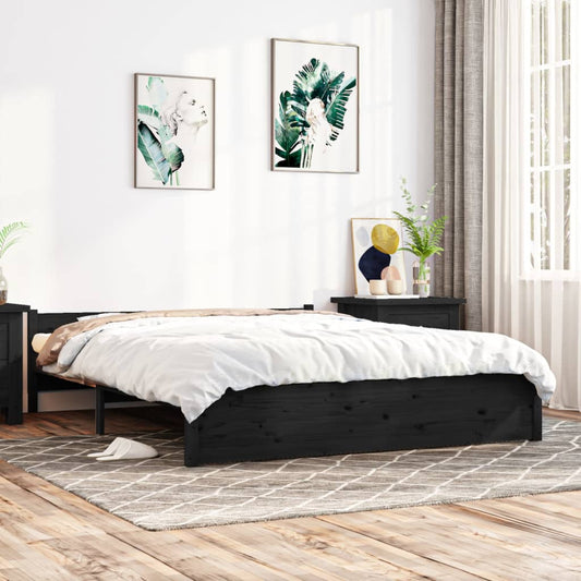 Massivholzbett Schwarz 140x190 cm - Pazzar.ch