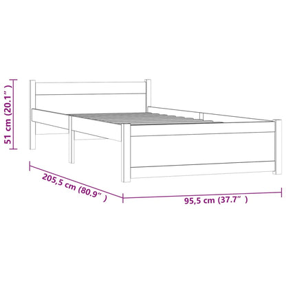 Massivholzbett Schwarz 90x200 cm - Pazzar.ch
