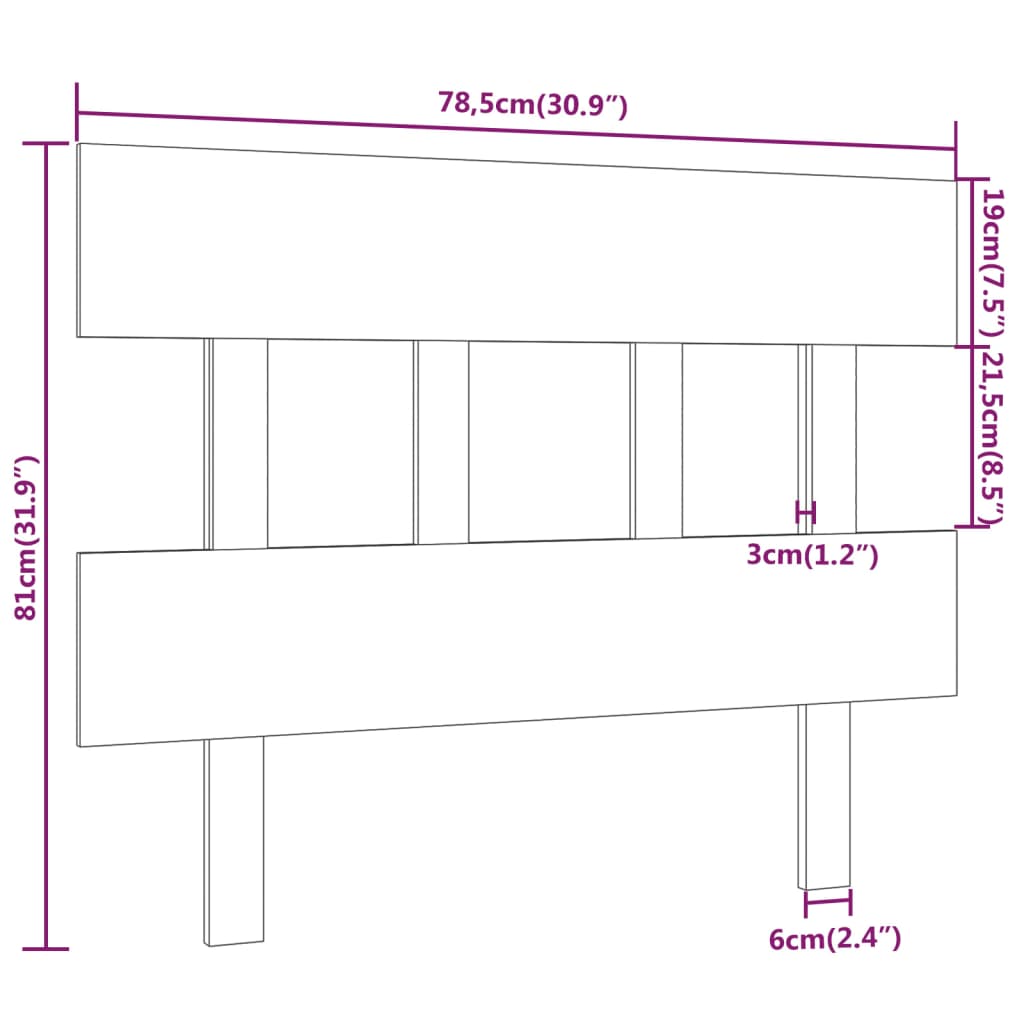 Bett-Kopfteil Schwarz 78,5x3x81 cm Massivholz Kiefer - Pazzar.ch