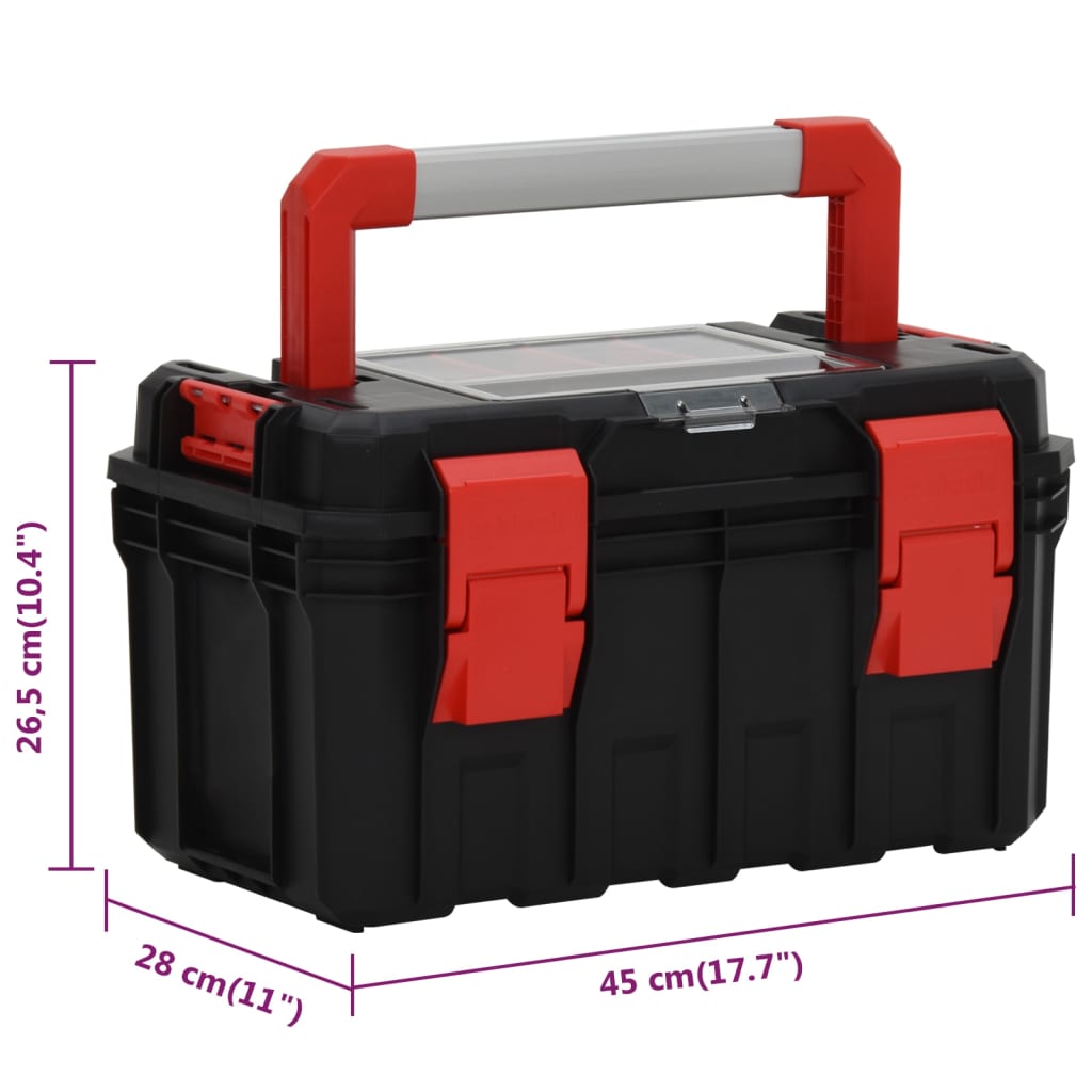 Werkzeugkoffer Schwarz und Rot 45x28x26,5 cm - Pazzar.ch