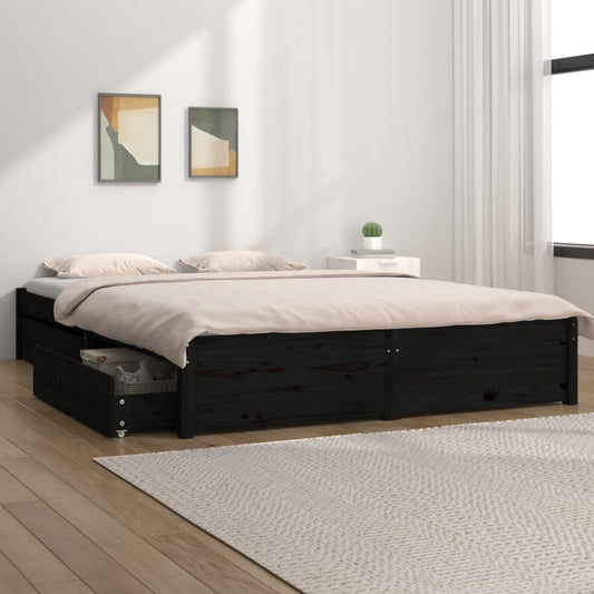 Bett mit Schubladen Schwarz 120x190 cm - Pazzar.ch