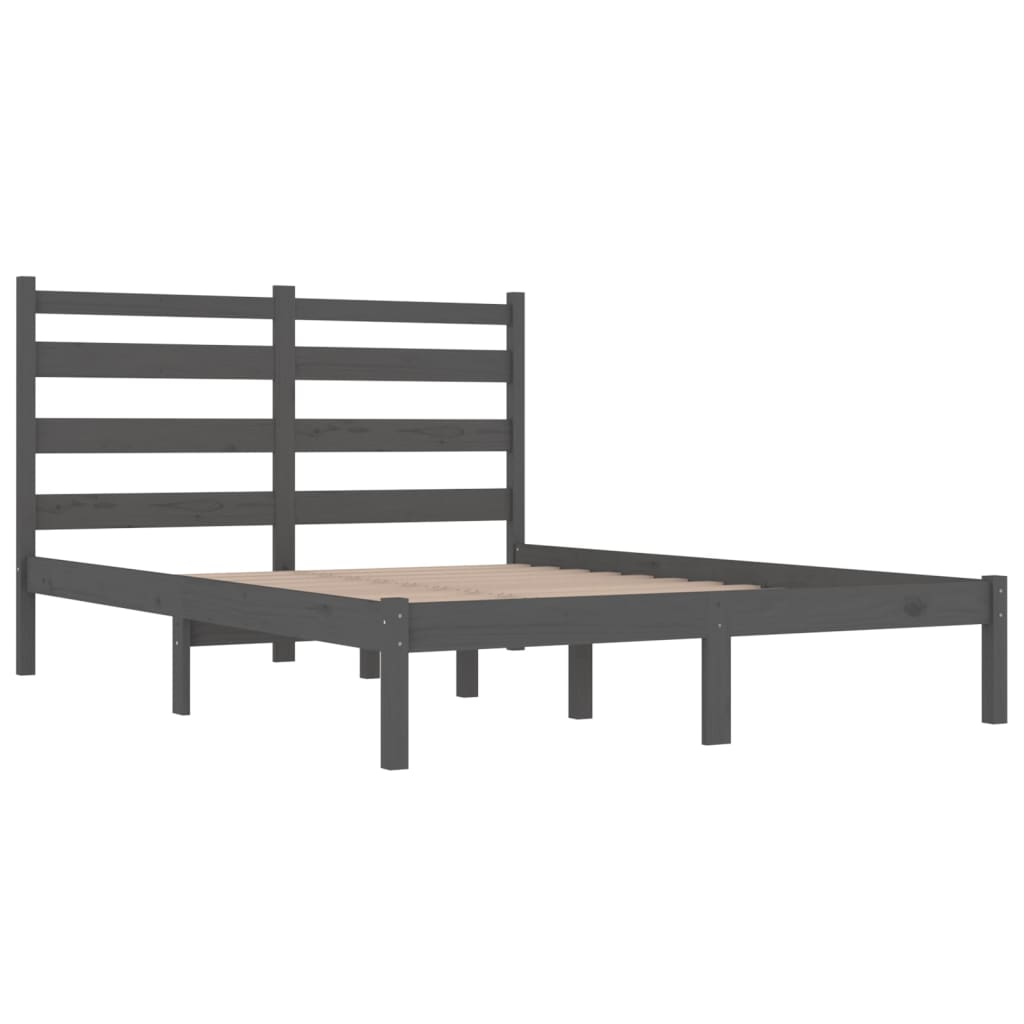 Massivholzbett Grau Kiefer 200x200 cm - Pazzar.ch