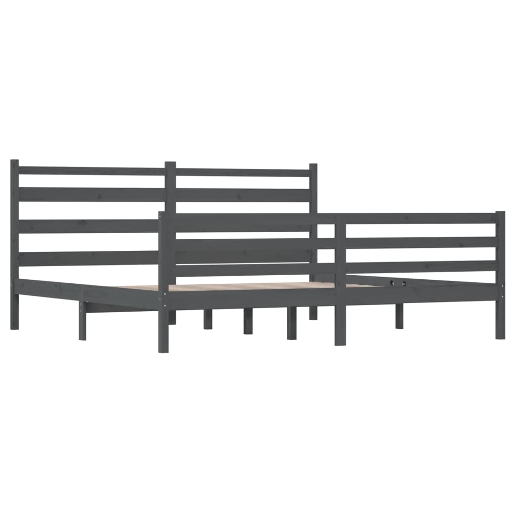 Massivholzbett Kiefer 200x200 cm Grau - Pazzar.ch