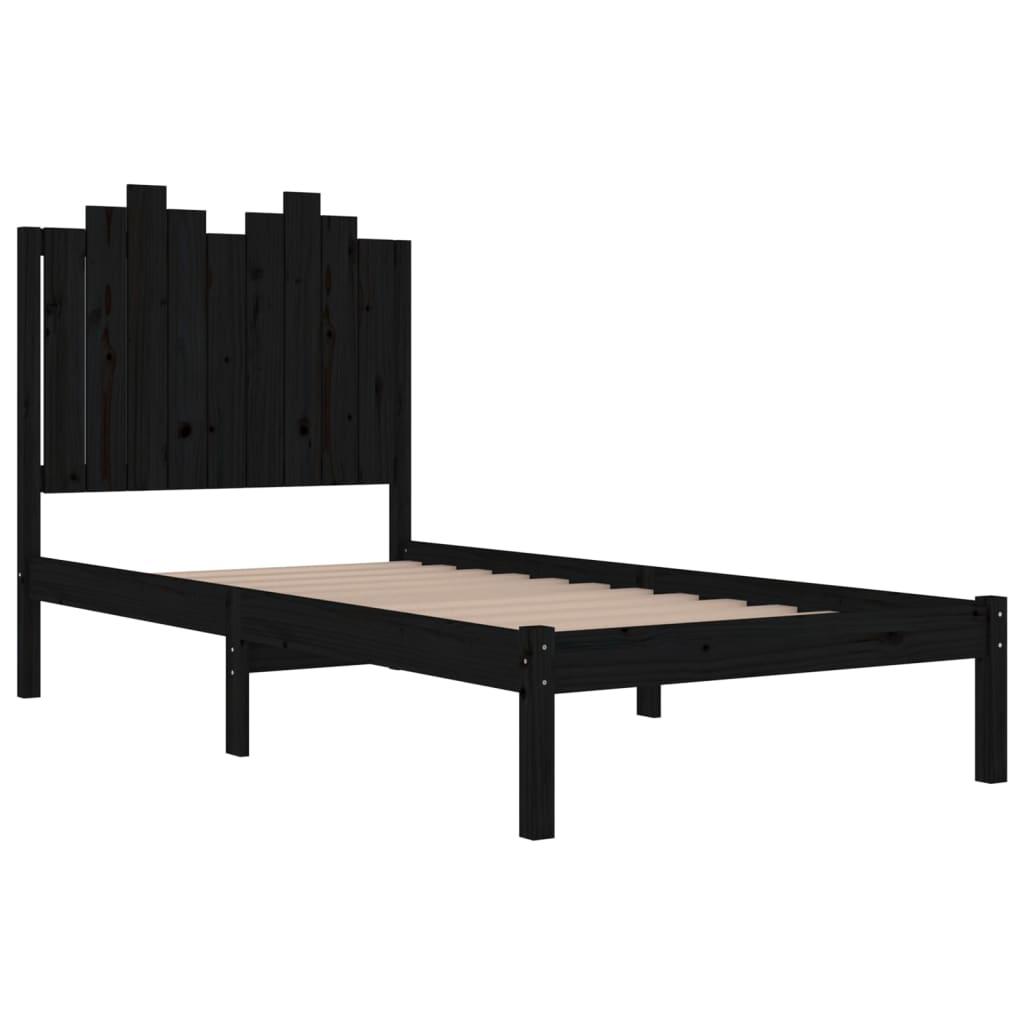 Massivholzbett Schwarz Kiefer 100x200 cm - Pazzar.ch
