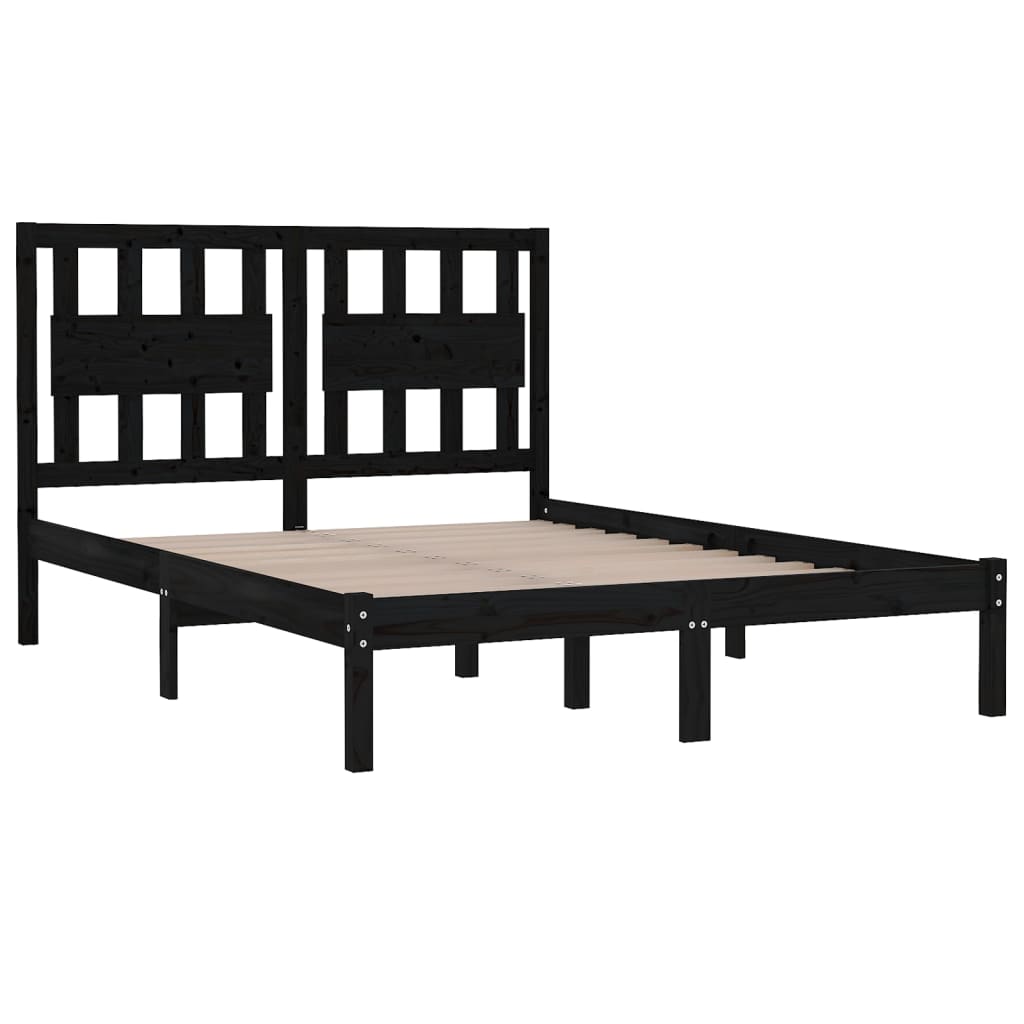 Massivholzbett Schwarz Kiefer 140x190 cm - Pazzar.ch